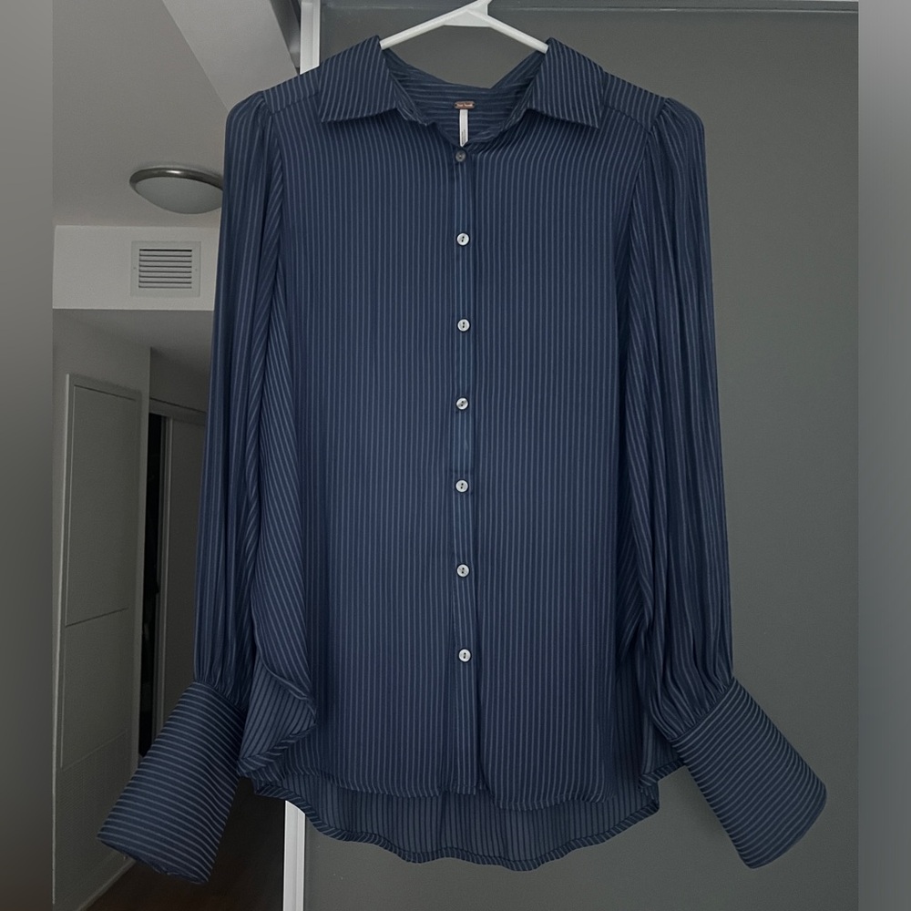 Free People Serena Silky Shirt XS